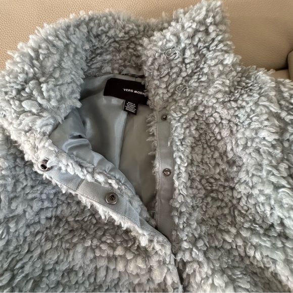 Vero Moda Virginia highNeck TEDDY JACKET modern trendy green comfy sweater - Picture 5 of 8